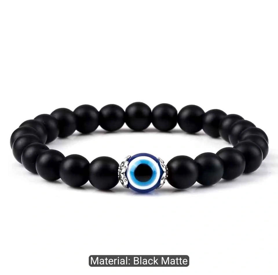 Black Matte Evil Eye Beaded Bracelet