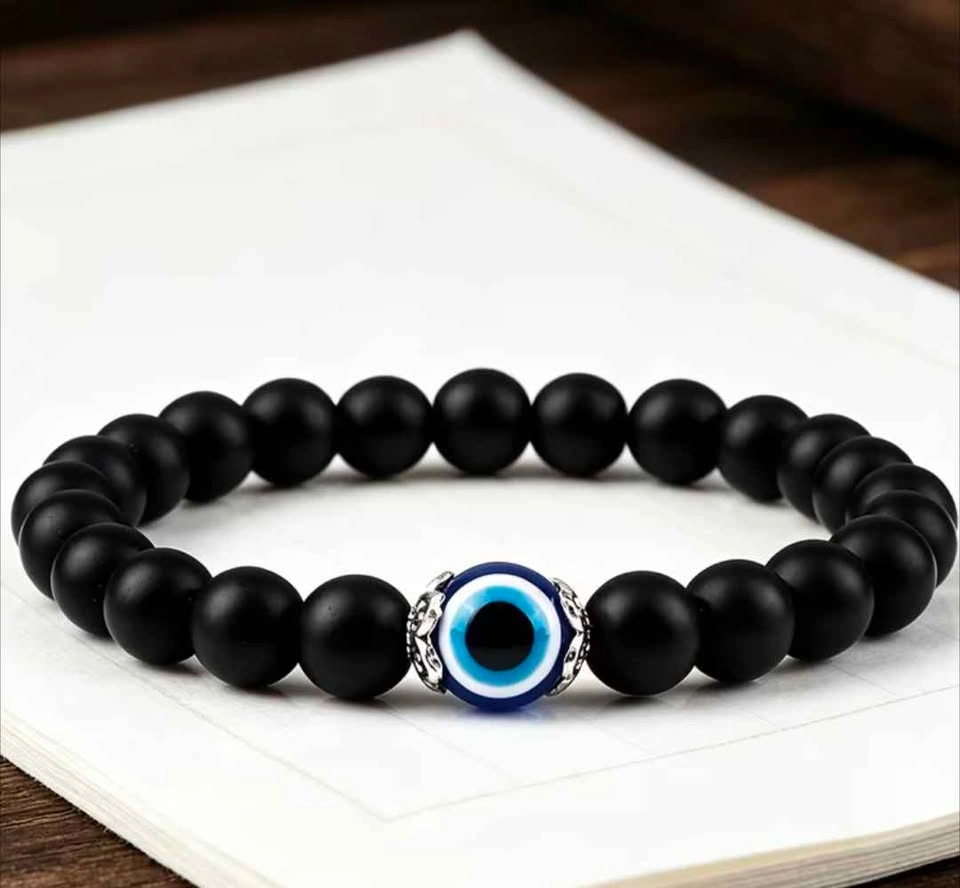 Black Matte Evil Eye Beaded Bracelet - photo 2