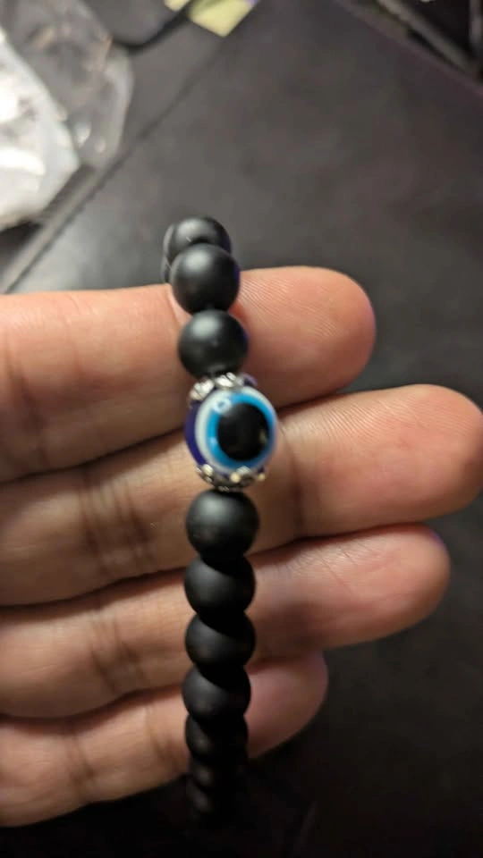 Black Matte Evil Eye Beaded Bracelet - photo 5