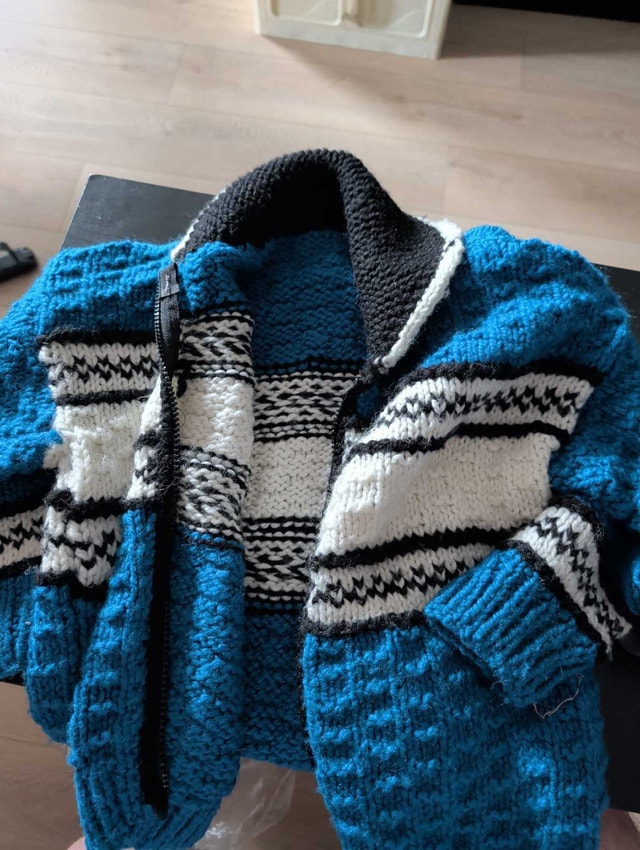 Childs Vintage Hand-Knit Zip-Up Sweater