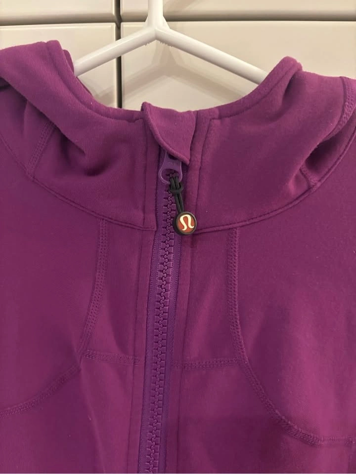 Lululemon Vintage Hooded Luon Running Jacket Purple Neon Lime Si - photo 2