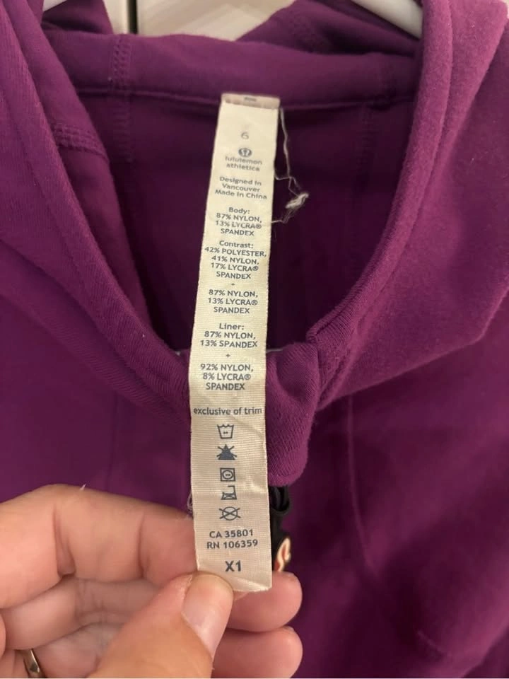 Lululemon Vintage Hooded Luon Running Jacket Purple Neon Lime Si - photo 3