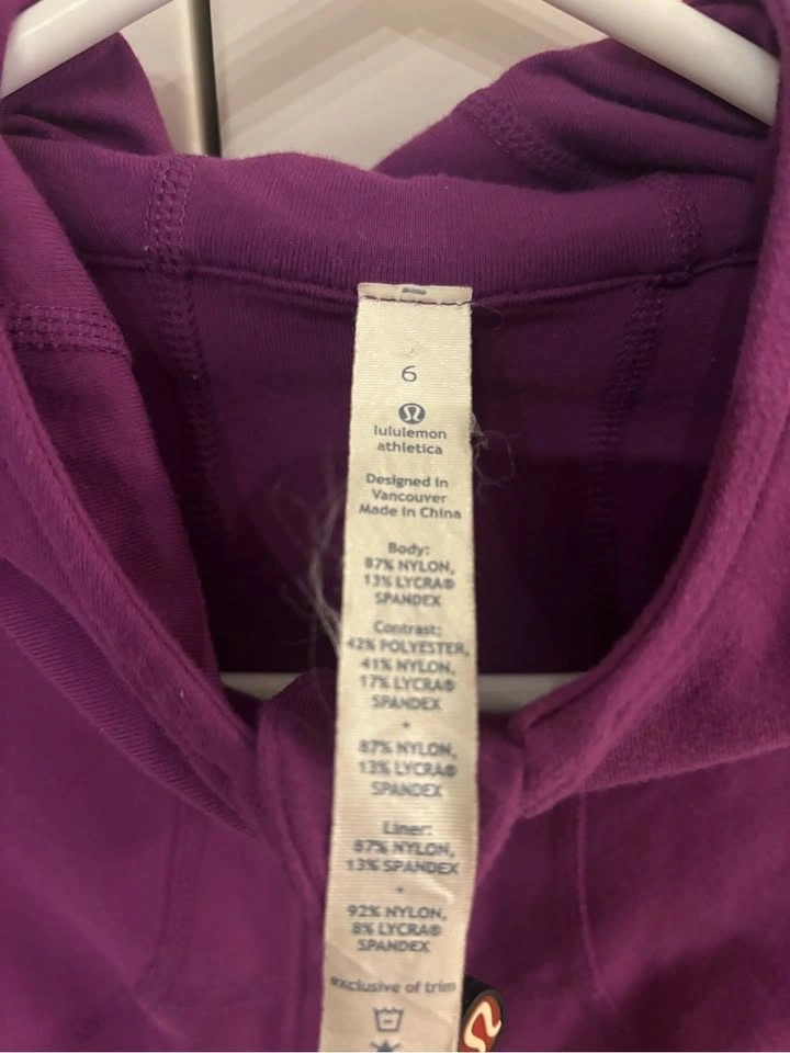Lululemon Vintage Hooded Luon Running Jacket Purple Neon Lime Si - photo 4