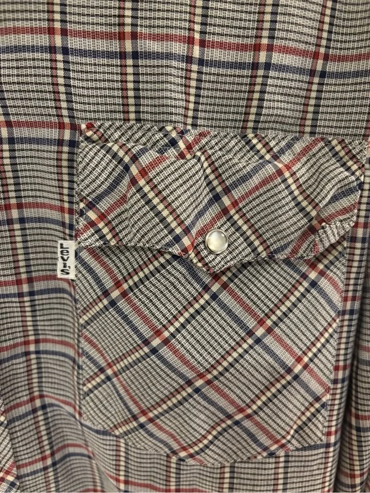 Vintage 80s Levi’s Western Plaid Pearl Snap Shirt Men’s M - photo 2