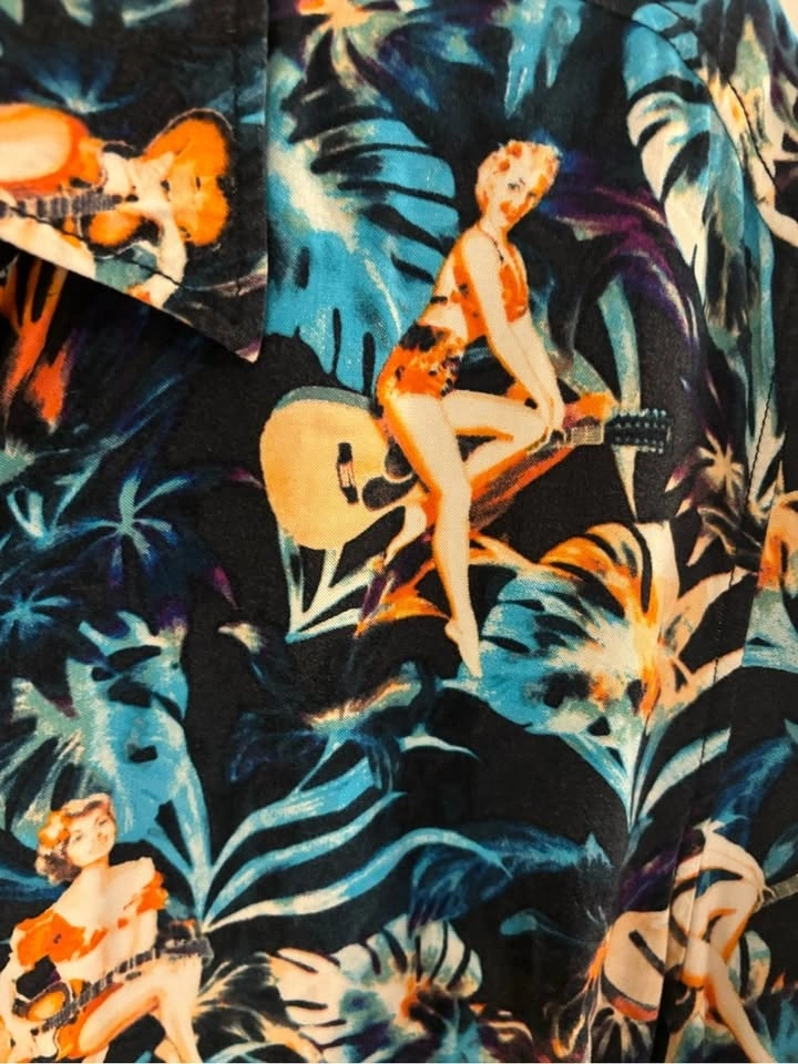 Margaritaville XL Hawaiian Shirt Pin Up Girls Guitar Tropical - photo 2