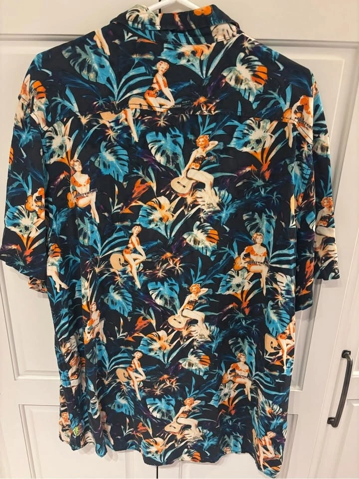 Margaritaville XL Hawaiian Shirt Pin Up Girls Guitar Tropical - photo 4