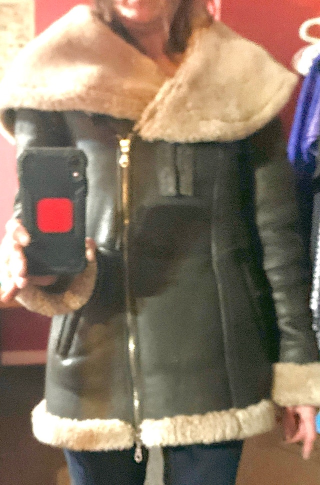 Vintage ODAK Genuine Leather & Real Shearling Aviator Jacket