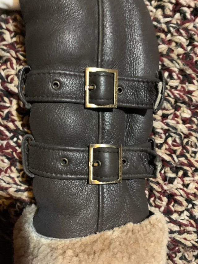Vintage ODAK Genuine Leather & Real Shearling Aviator Jacket - photo 3