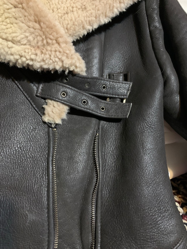 Vintage ODAK Genuine Leather & Real Shearling Aviator Jacket - photo 4