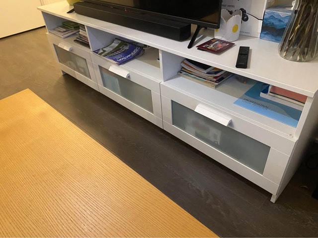 IKEA BRIMNES White TV Bench / Media Console – 3 Drawers, 180 cm - photo 2