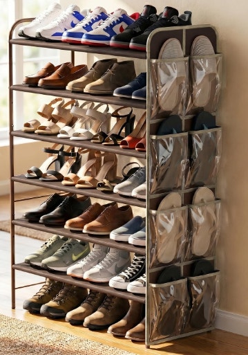 6-Tier Shoe Rack + Side Pockets – 18–28 Pairs - photo 2