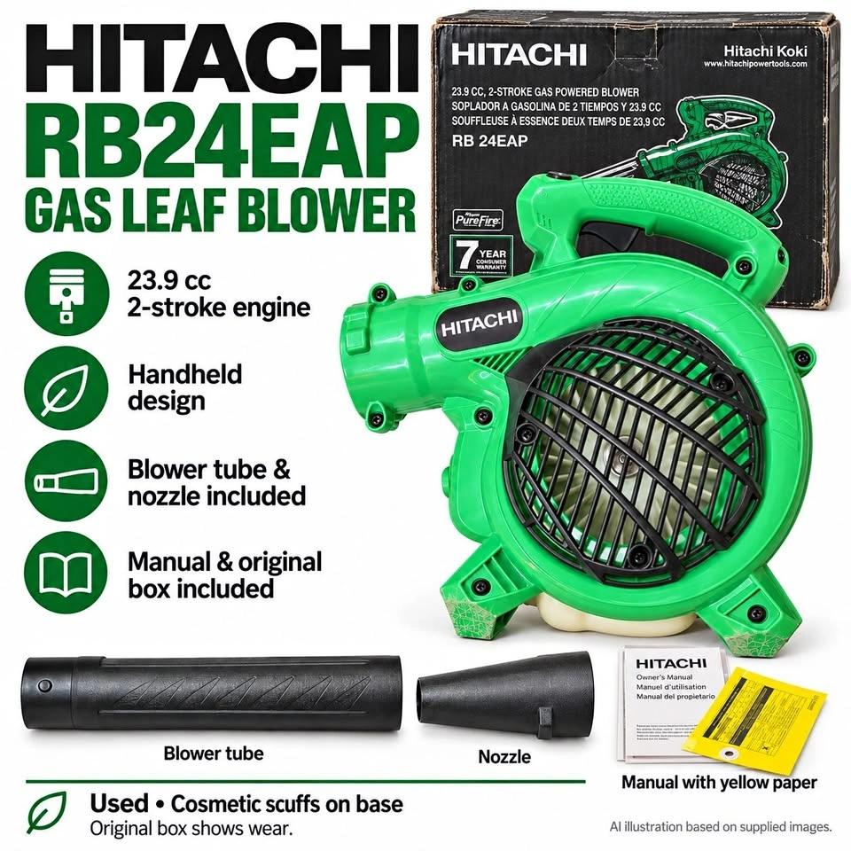 Hitachi Gas Leaf Blower with Tube, Nozzle & Manual – Used Like N