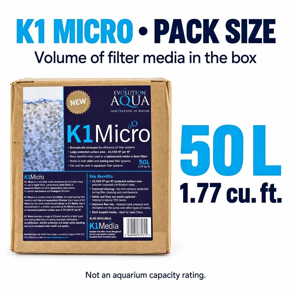 Evolution Aqua K1 Micro 50L Filter Media – New Sealed