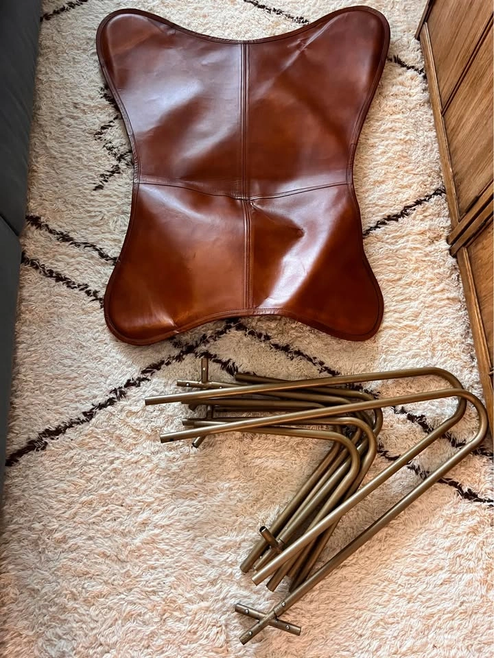 Tan Leather Butterfly Chair - photo 5