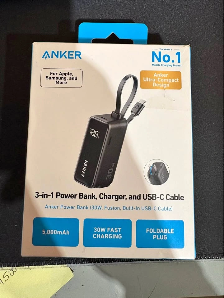 Anker 3-in-1 Power Bank, Charger & USB-C Cable 30W
