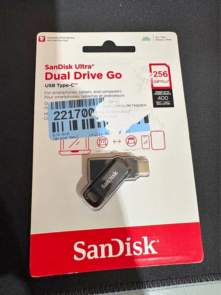 SanDisk Ultra Dual Drive Go 256GB – USB-C + USB-A Flash Drive