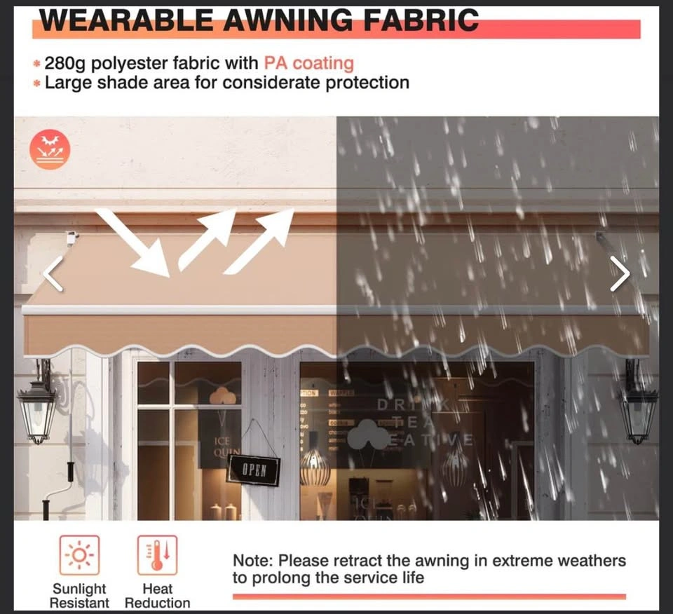 Retractable patio awning 244x198 cm, beige - photo 5