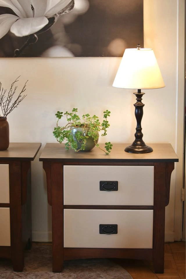 Japandi & Zen Style Two-Tone Nightstands / Refinished End Tables - photo 2