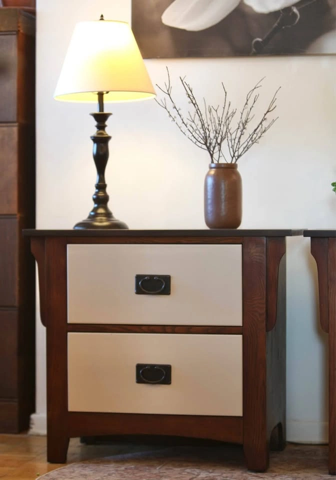 Japandi & Zen Style Two-Tone Nightstands / Refinished End Tables - photo 3