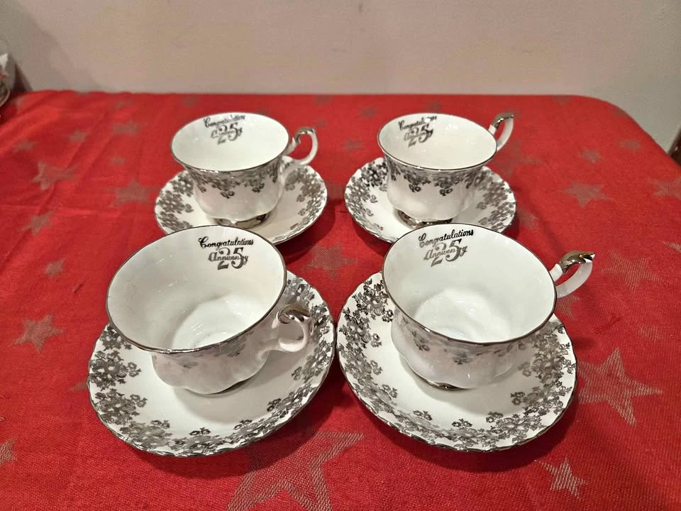 Royal Albert 25th Anniversary Teacups and Saucers