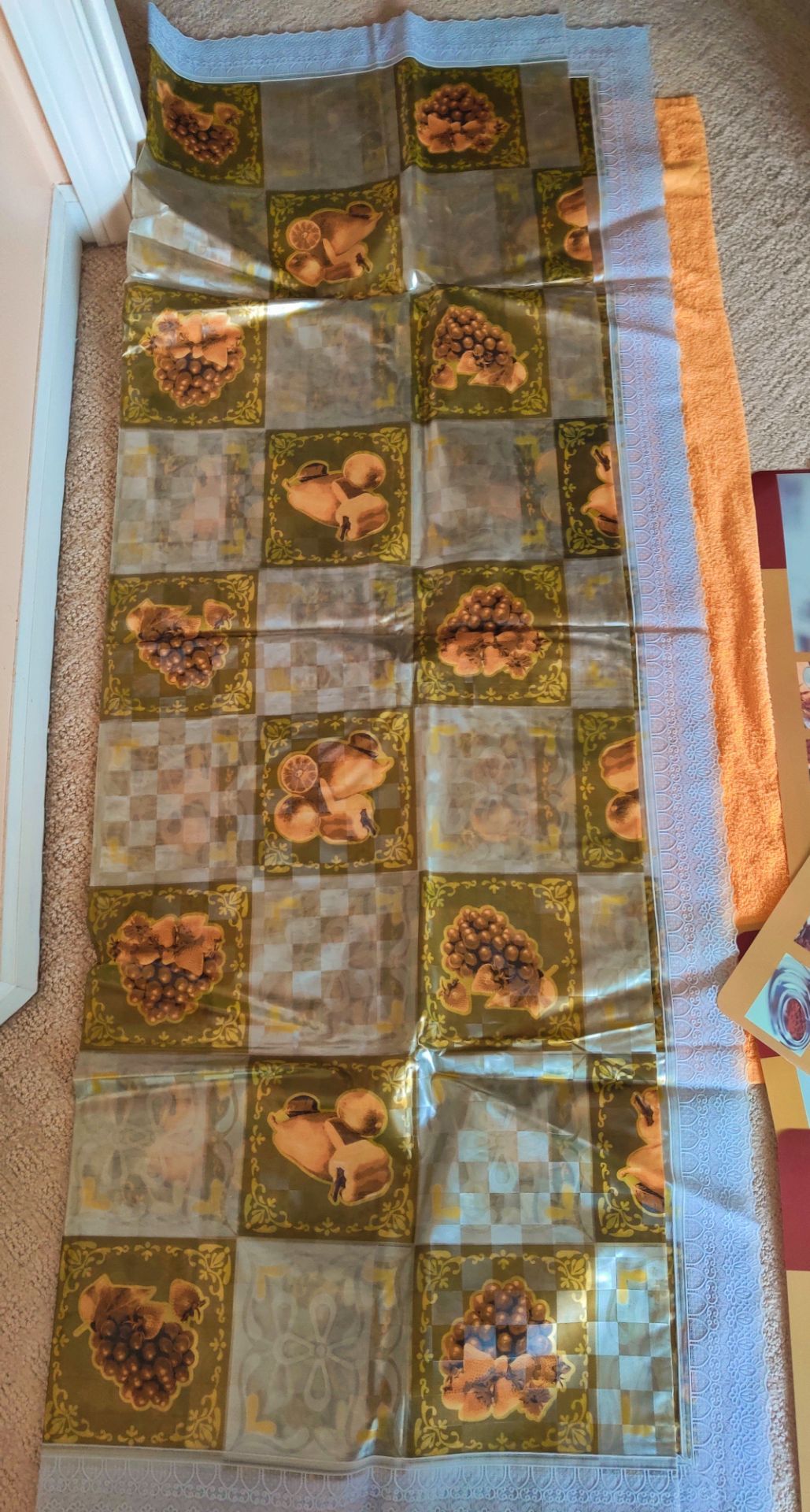 NEW Vinyl Tablecloth SET with Fruit and Pottery Print - photo 2