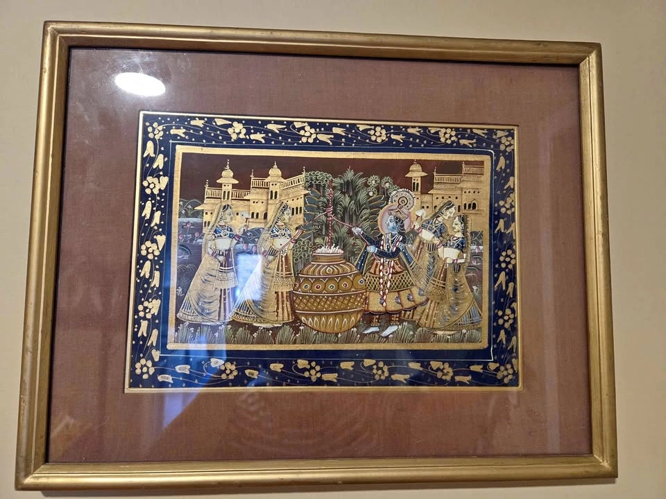 Radha Krishna Miniature Original Painting on Silk Cloth