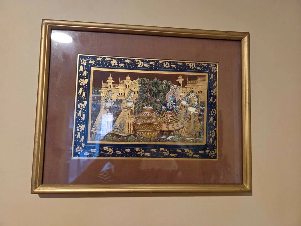Radha Krishna Miniature Original Painting on Silk Cloth - photo 5