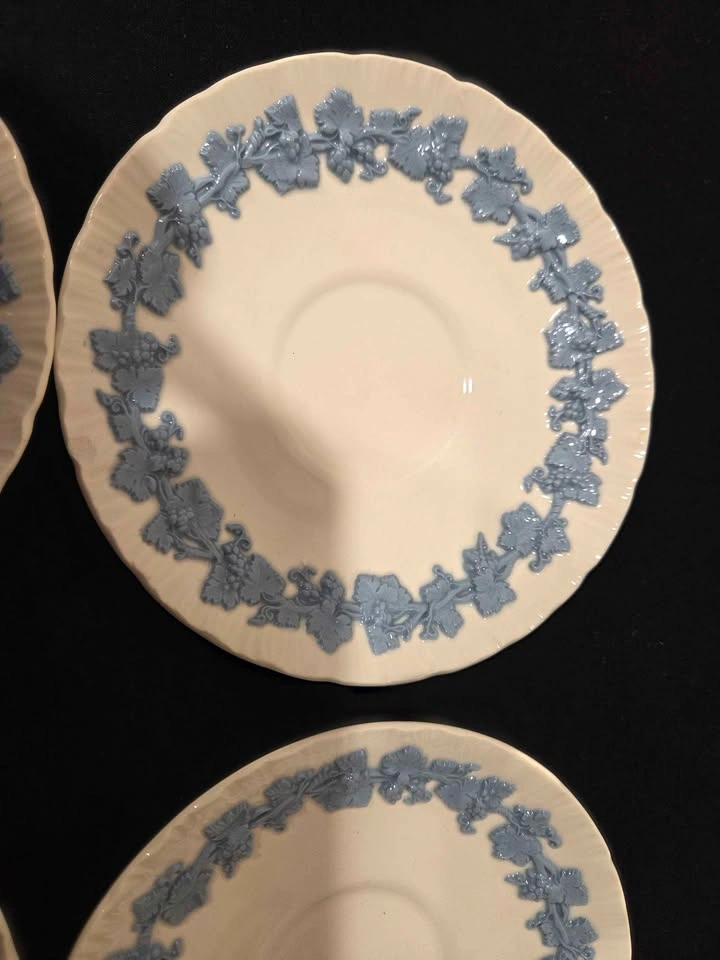 Set of 4 Wedgwood Embossed Queens Ware Saucer Lavender Blue Crea - photo 2