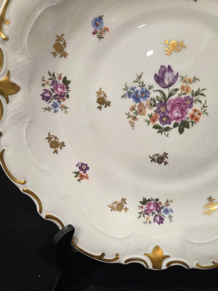 Vintage Reichenbach Large Round Plate, Floral and Gold Trim - photo 4