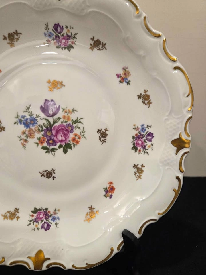 Vintage Reichenbach Large Round Plate, Floral and Gold Trim - photo 5