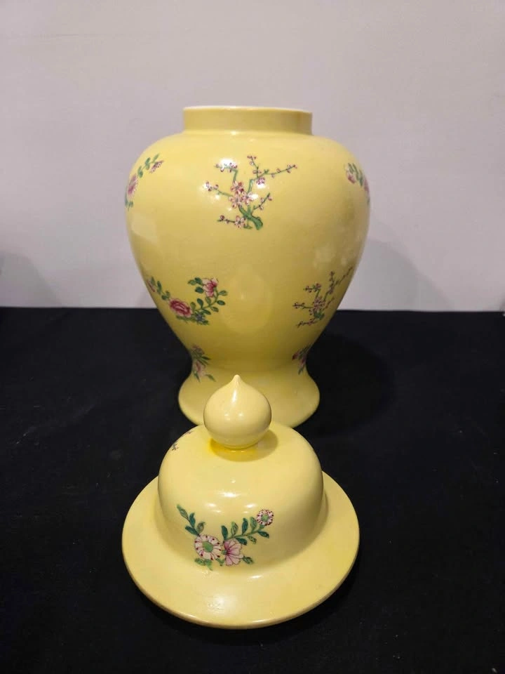 Vintage Hand-painted Yellow Floral Vase - photo 4