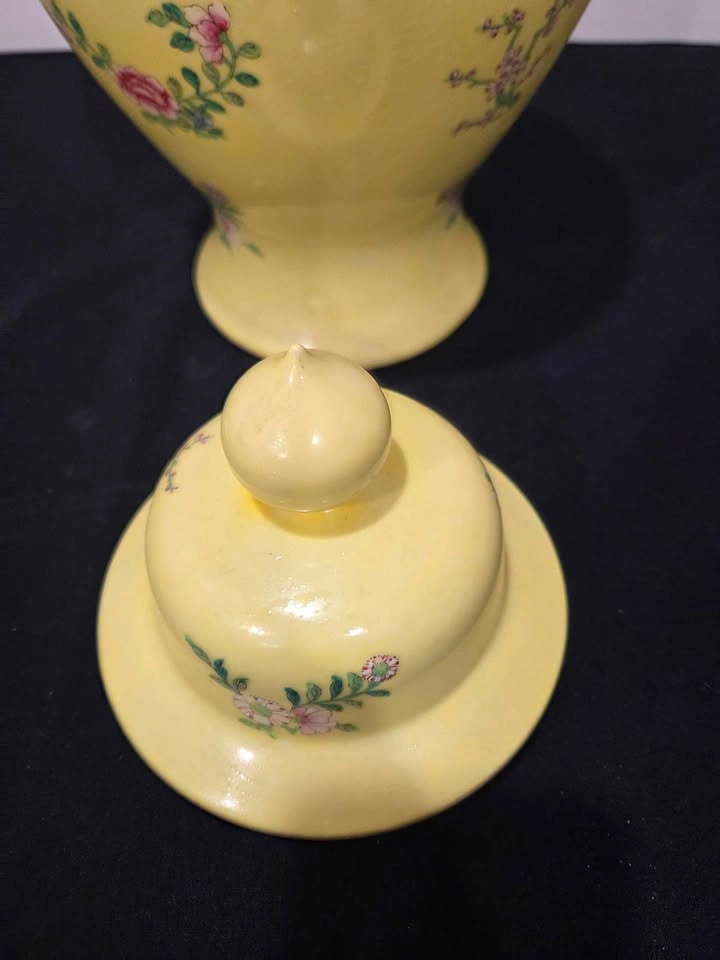 Vintage Hand-painted Yellow Floral Vase - photo 5