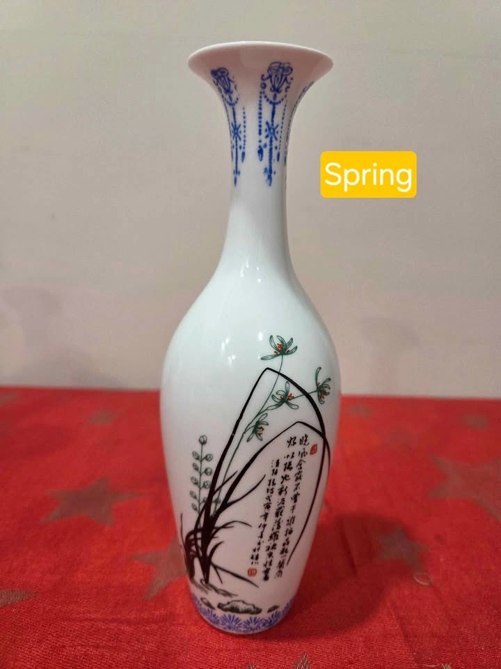 Set of 4 Vintage Jingdezhen Eggshell Porcelain Vases, 8" tall - photo 4