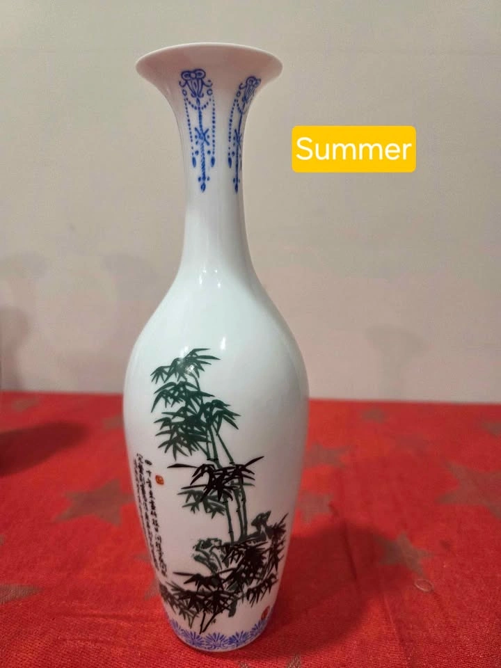 Set of 4 Vintage Jingdezhen Eggshell Porcelain Vases, 8" tall - photo 5