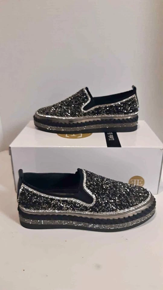 Shoes Black Rhinestone Slip-On Platform Shoes - Size 38 Women