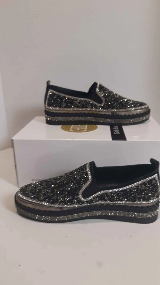 Shoes Black Rhinestone Slip-On Platform Shoes - Size 38 Women - photo 2