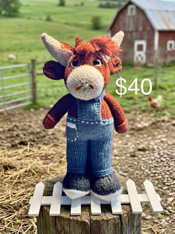 Hand Knitted Bull