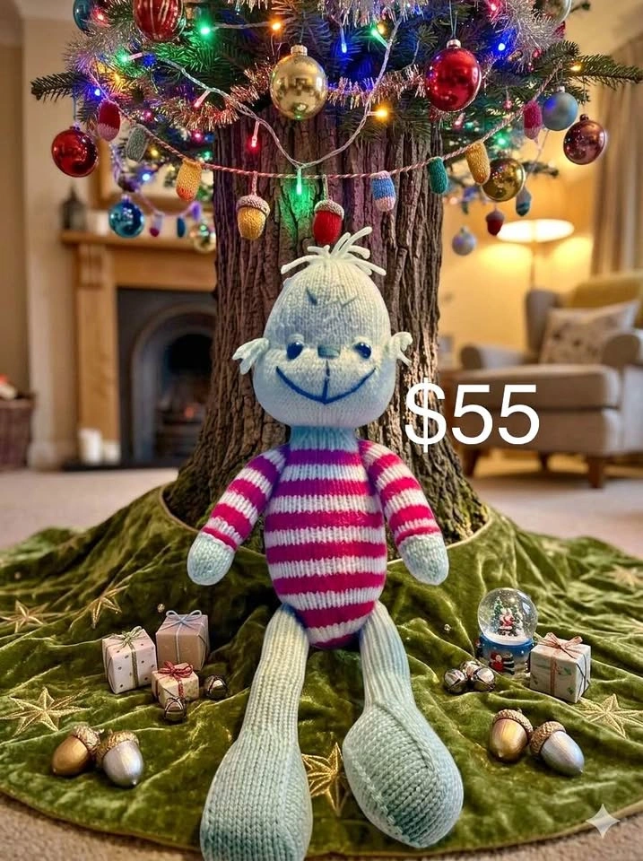 Handmade Knitted Grinch Plush Toy