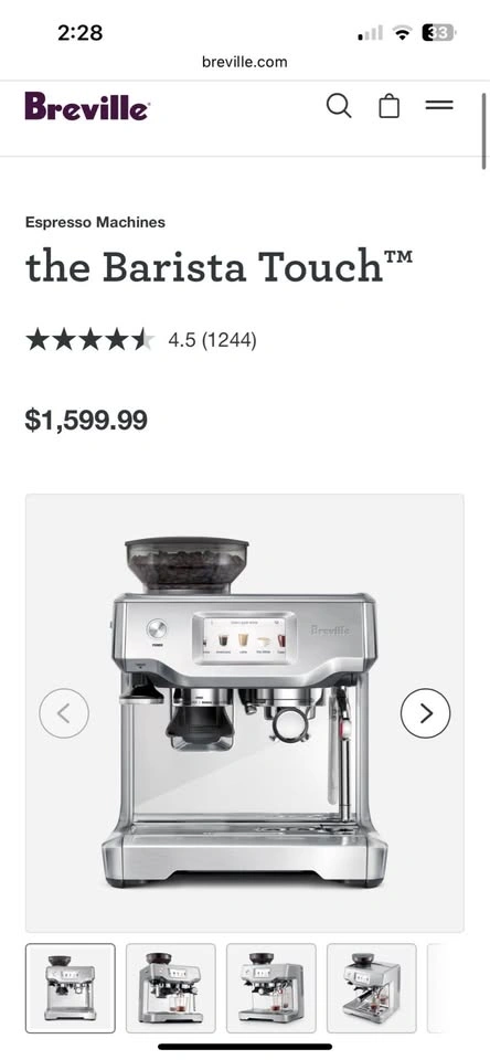 Breville Barista Touch Espresso Machine - Excellent Condition - photo 2