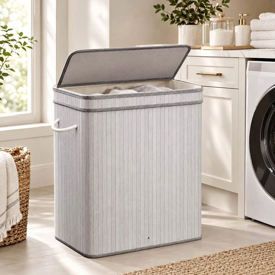 Bamboo Laundry Hamper Basket (72L) - New