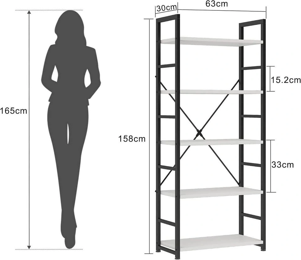 Modern Minimalist Bookshelf, 5-Tier 24-inch Shelving - photo 2