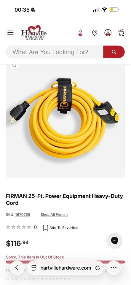 FIRMAN 25-Ft. Power Equipment Heavy-Duty Cord - photo 4