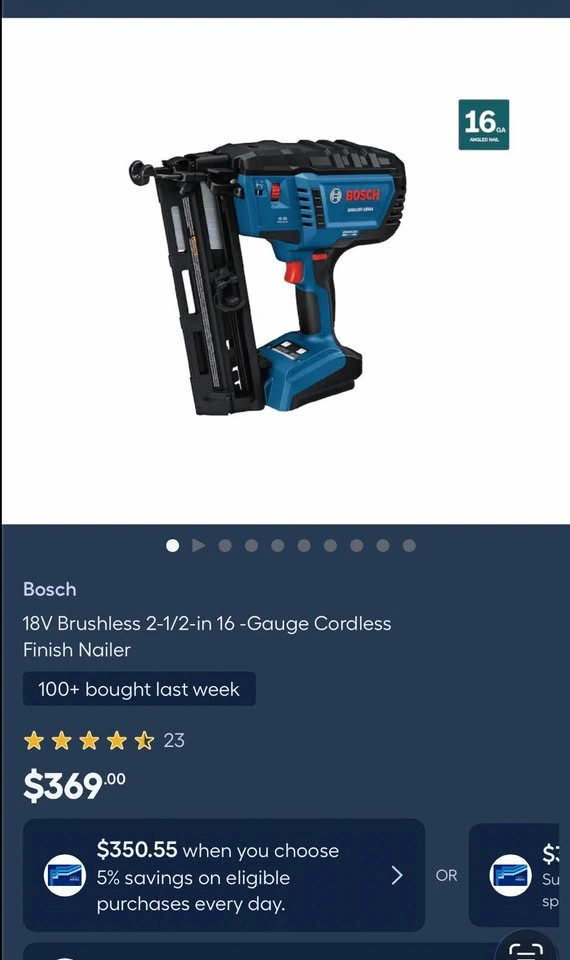 Finish Nail Gun Bosch Cordless 16GA 2 1/2in - photo 3