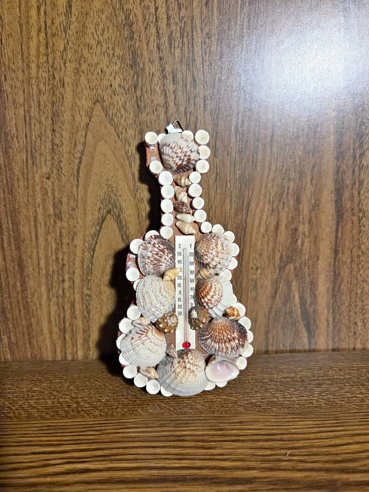 Guitar Shaped Thermometer Decorated with Shells