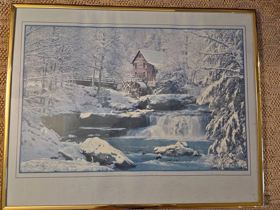 Winterscape Printed Artwork with Gold Frame