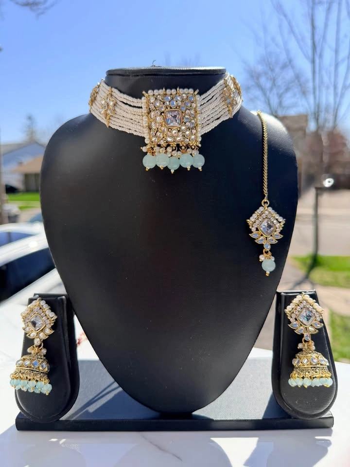 Brand New Indian Choker Sets - Silver and Pearl Jewelry - photo 2