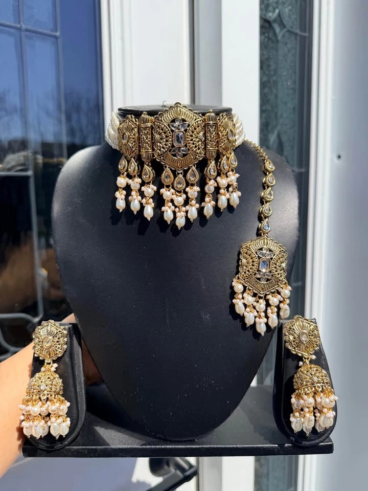 Brand New Indian Choker Sets - Silver and Pearl Jewelry - photo 5