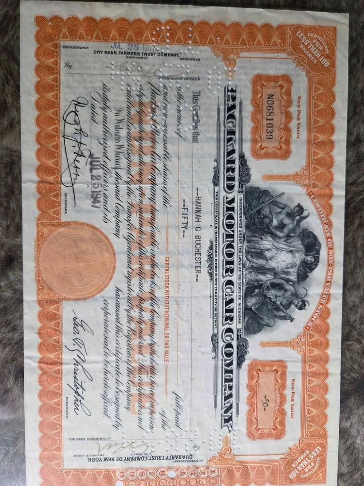Packard Stock Certificate in Frame - 50 Shares - 1947 - photo 2