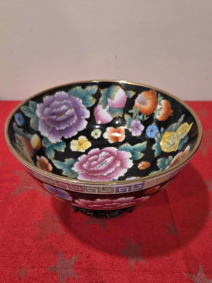 Vintage Chinese Chaozhou Polychrome Porcelain Bowl, 8" - photo 2