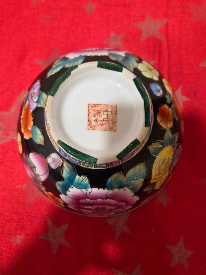 Vintage Chinese Chaozhou Polychrome Porcelain Bowl, 8" - photo 4
